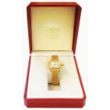 A Cartier marked 18k lady's Vendome series wristwatch with shaped bezel, brick-link bracelet and