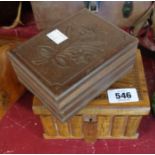 A small Sorrento ware puzzle boxes (a/f) and another