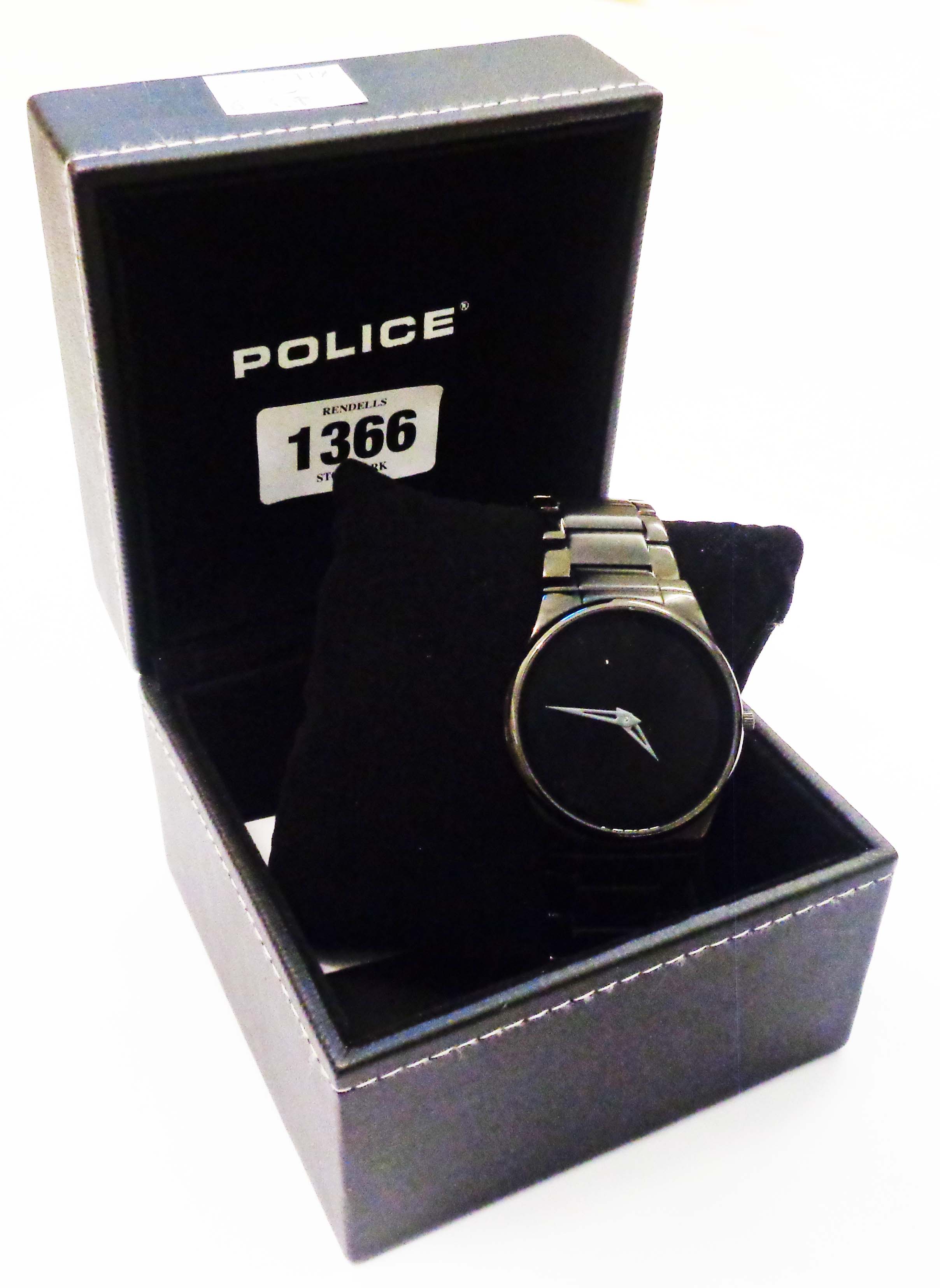 A Police gentleman's black finish quartz wristwatch - boxed with paperwork