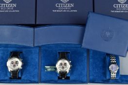 THREE BOXED CITIZEN ECO-DRIVE, 'THE SIGNATURE COLLECTION', WRISTWATCHES, to include a lady's