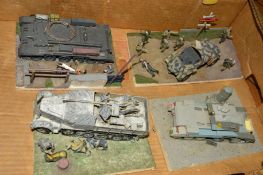 FOUR GERMAN WWII THEMED DIORAMAS, scratchbuilt and constructed from plastic kits, assorted scales