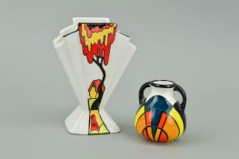 TWO BRIAN WOOD COLLECTION ART DECO VASES, 'Viva' Collectors Club 2000 miniature twin handled vase,