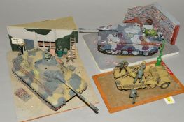 THREE GERMAN WWII THEMED MILITARY VEHICLE DIORAMAS, scratchbuilt and constructed from plastic kits ,