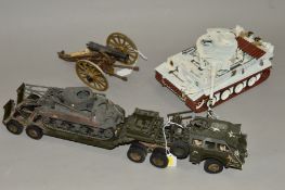 A QUANTITY OF CONSTRUCTED AND PAINTED PLASTIC MILITARY MODELS, constructed from kits, assorted