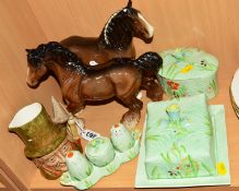 SIX PIECES OF BESWICK, 'Little Nell's Grandfather' No2031, 'Shire Mare' No818 (ear missing), '