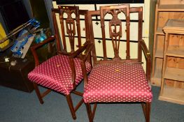 A PAIR OF EDWARDIAN ELBOW CHAIRS (2)