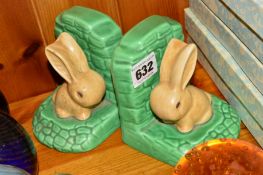 A PAIR OF SYLVAC BOOKENDS, Rabbits by a Wall, No1311 (2)