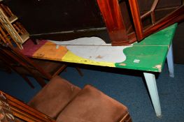 A PAINTED PINE REFECTORY TABLE, approximate size width 230cm x depth 78cm x height 77cm