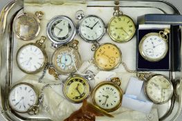 A COLLECTION OF TWELVE LATE 19TH AND 20TH CENTURY POCKET WATCHES including Waltham, Sekona,