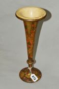 A MAUCHLINE WARE TARTAN FOOTED TRUMPET VASE, with gilt detailing, height 32.5cm (some flaking)