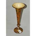 A MAUCHLINE WARE TARTAN FOOTED TRUMPET VASE, with gilt detailing, height 32.5cm (some flaking)