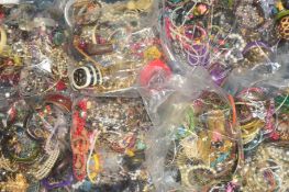 SEVEN BAGS OF COSTUME JEWELLERY