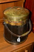 A 20TH CENTURY OAK AND BRASS COOPERED BUCKET