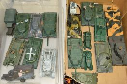 A QUANTITY OF WWII MAINLY RUSSIAN MILITARY VEHICLES, metal and plastic, constructed from kits,