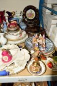AN ASSORTMENT OF CERAMIC ITEMS, to include Limoges decorative plates and trinkets, Wedgwood blue