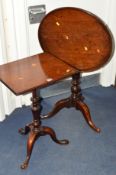A GEORGIAN MAHOGANY SQUARE TOPPED TRIPOD TABLE (later top) together with a Georgian oak and mahogany
