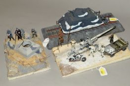 THREE GERMAN WWII THEMED MILITARY VEHICLE DIORAMAS, scratchbuilt and constructed from plastic