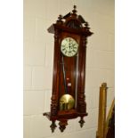 A VICTORIAN WALNUT REGULATOR VIENNA WALL CLOCK, 8 day movement , the enamel dial with a seconds hand