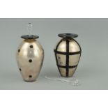 TWO STUDIO GLASS SCENT BOTTLES BY ADAM AARONSON, engraved signature, height 16.5cm (some