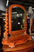 A VICTORIAN WALNUT BARLEY TWIST SWING MIRROR, and Edwardian swing mirror, etc (5)