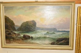 GEORGE HENRY JENKINS (1843-1914) 'Lions Head, The Lizard, Cornwall', a Cornish seascape, signed