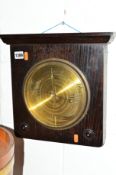 AN EARLY 20TH CENTURY OAK SQUARE FRAMED BAROMETER (sd to glass)