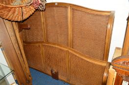 A REPRODUCTION HARDWOOD BERGERE 5' BED FRAME