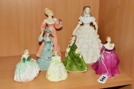 SIX COALPORT FIGURES, 'Joanne', 'Melanie' (hairline to base), 'Affection', 'Juliette', 'Mary', '