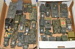 A QUANTITY OF WWII AMERICAN MILITARY VEHICLES, metal and plastic constructed from kits, assorted