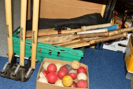 CRICKET EQUIPMENT to include various cricket bats, balls and stumps