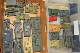 A QUANTITY OF WWII MILITARY VEHICLES, mainly Allied Forces, metal and plastic constructed from kits,