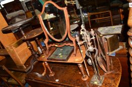 A QUANTITY OF OCCASIONAL FURNITURE to include an Edwardian mahogany swing mirror, another swing