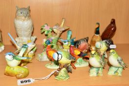 FOURTEEN VARIOUS BIRD ORNAMENTS, to include Beswick Mallard duck No756/2, two Pheasants No's767A (