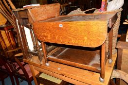 AN OAK DROP LEAF TABLE, a drop leaf tea trolley and a folding table (3)