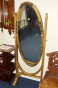 A 20TH CENTURY BARBOLA STYLE OVAL CHEVAL MIRROR with moulded floral detail (sd)