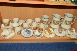 A COLLECTION OF ROYAL COMMEMORATIVE ITEMS, to include graduating set of three jugs 'Silver Jubilee