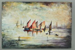 JOHN ANDERSON (BRITISH CONTEMPORARY) 'SAILING BOATS', an oil on canvas painting in the style of L.S.