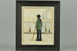 JOHN ANDERSON (BRITISH CONTEMPORARY) 'MAN WITH PIPE AND A WALKING STICK', an oil on canvas