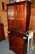 A STAG MAHOGANY GLAZED TWO DOOR BOOKCASE and an open bookcase (2)