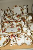 ROYAL ALBERT 'OLD COUNTRY ROSES' TEA/DINNER WARES etc, to include tea and coffee pots, cups,