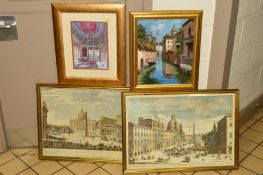 TWO FACSIMILIE ENGRAVINGS OF ROME AND THE VATICAN, hand tinted Piazza Navona and Della Gran