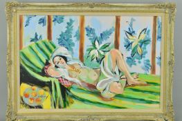 JOHN ANDERSON (BRITISH CONTEMPORARY) 'ODALISQUE WITH MAGNOLIAS', an oil on canvas painting in the