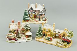 THREE BOXED LILLIPUT LANE ILLUMINATED SCULPTURES, 'The Old Forge at Belton' L2922, 'The Three Kings'