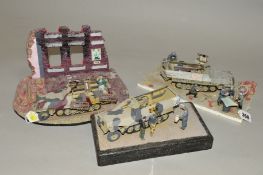 THREE GERMAN WWII THEMED MILITARY VEHICLE DIORAMAS, scratchbuilt and constructed from plastic