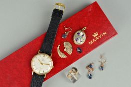 A MID TO LATE 20TH CENTURY GENT'S MARVIN REVUE WRISTWATCH, round case, silvered dial,, seconds sweep