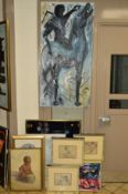 A SMALL GROUP OF PICTURES AND PRINTS etc, to include a Kent Cottrell painting of an African child