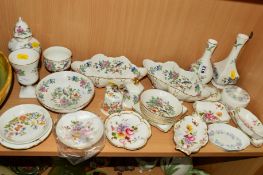 A GROUP OF TRINKETS, to include Aynsley, Royal Crown Derby, Wedgwood etc (over 20 pieces)