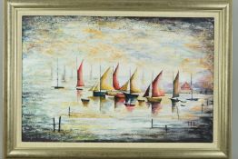 JOHN ANDERSON (BRITISH CONTEMPORARY) 'SAILING BOATS' an oil on canvas painting in the style of L.