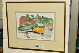 DAVID GENTLEMAN (BRITISH 1930) 'DAWLISH' a pen and watercolour sketch of a HS125 high speed train on
