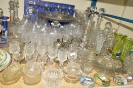 VARIOUS GLASSWARES, to include decanters, candleholders, salts, glasses etc